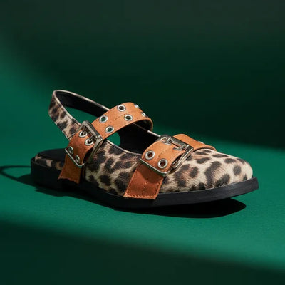 ZUECOS SIL ANIMAL PRINT con 2 TIRAS OJALILLOS Y HEBILLAS en PU SUELA - LINEA LUXURY