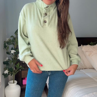 SWEATER SORA VERDE MENTA DE Lanilla con botones