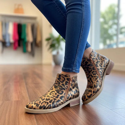 BOTINETA DANILA CIERRES LEOPARDO Fondo DORADO