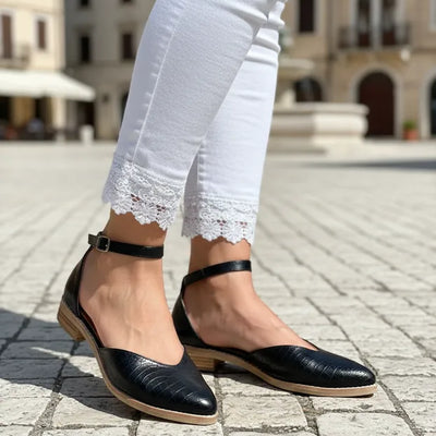 CHATITAS GUILLERMINA NINITA NEGRO CROCO Y NEGRO LISO CORTE CORAZÓN PULSERA PUNTA FINA