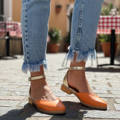 CHATITAS GUILLERMINA NINITA MANDARINA Y ORO CORTE CORAZÓN PULSERA PUNTA FINA