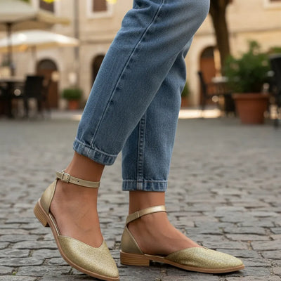 CHATITAS GUILLERMINA NINITA ORO RAFIA GLITTER CORTE CORAZÓN PULSERA PUNTA FINA