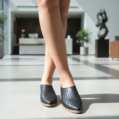 CHATITAS ALADINO NEGRO PUNTA FINA CALADAS SIMIL CUERO