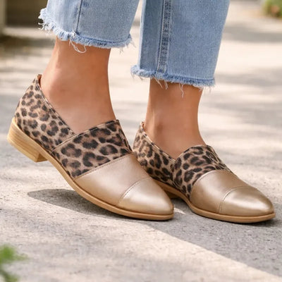 CHATITAS CHINITA ESCOTE V ANIMAL PRINT PUNTA FINA combinado ORO y TERRA