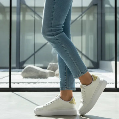ZAPATILLAS AFRODITA con talón GLITTER  ACORDONADA