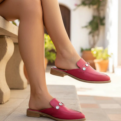 ZUECOS OMIMBI ROJO SIMIL CUERO Tipo SLIPPERS
