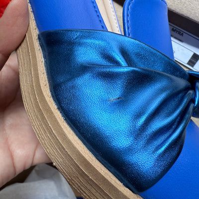 CHATITAS LUCHINA AZUL NUDO AZUL METALIZADO Y TACO (2da.SELECCIÓN)