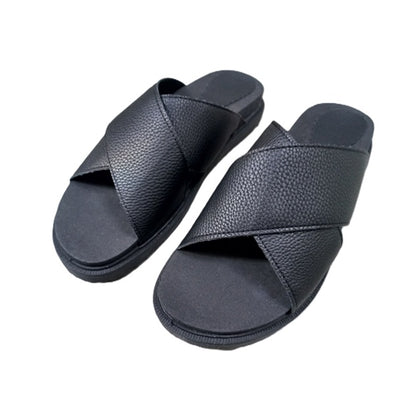SANDALIAS INDIANA con FAJA CRUZADA en PU NEGRO
