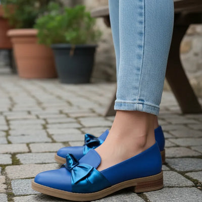 CHATITAS LUCHINA AZUL NUDO AZUL METALIZADO Y TACO