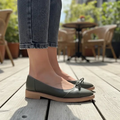ZAPATO GALA VERDE OLIVA NUDO VERDE OLIVA Y TACO PUNTA FINA