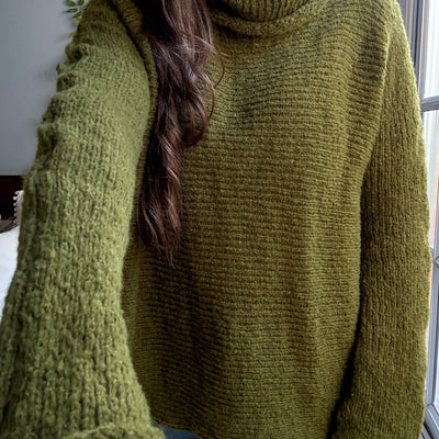 SWEATER POLERA GRANADINA VERDE MUSGO TEJIDO EN LANA MOHAIR