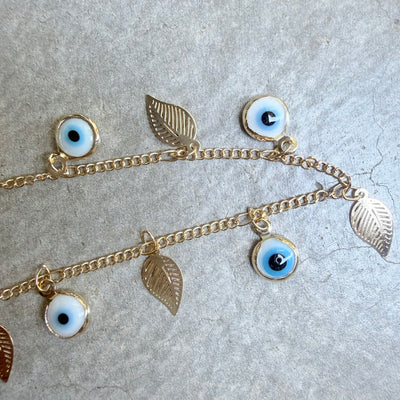 TOBILLERA Y/O PULSERA SIRENA CADENA CON DIJES OJOS Y HOJAS
