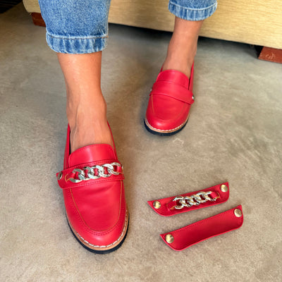 ZAPATOS MOCASINES BAJOS SARITA ROJO VINCHA DESMONTABLE ROJO