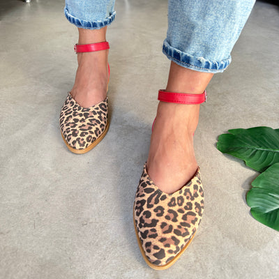 CHATITAS GUILLERMINA NINITA ROJO CORTE CORAZÓN PULSERA PUNTA FINA A. PRINT JAGUAR