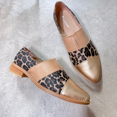 CHATITAS CHINITA ESCOTE V combinado PUNTA FINA DORADO, TERRA, LEOPARDO GRANEADO