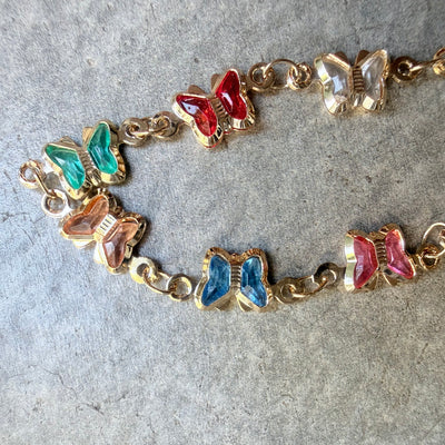 TOBILLERA Y/O PULSERA SIRENA CADENA CON DIJES MARIPOSAS COLORIDAS