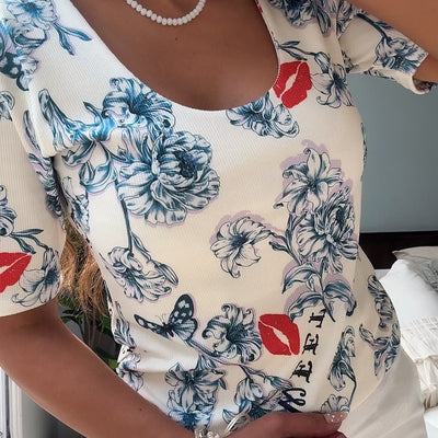 REMERA ESCOTE REDONDO LOLLIPOP MARIPOSAS MORLEY SUBLIMADA (Línea SWEETY)