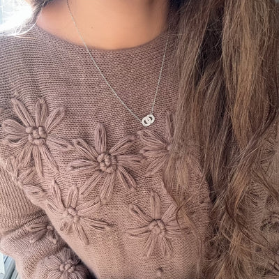 SWEATER TUNA CHOCOLATE TEJIDO EN LANA MOHAIR con FLORES