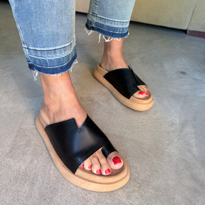 SANDALIAS FAJA CINTIA2 BASE GOMON CAPELLADA CUERO (NEGRO)