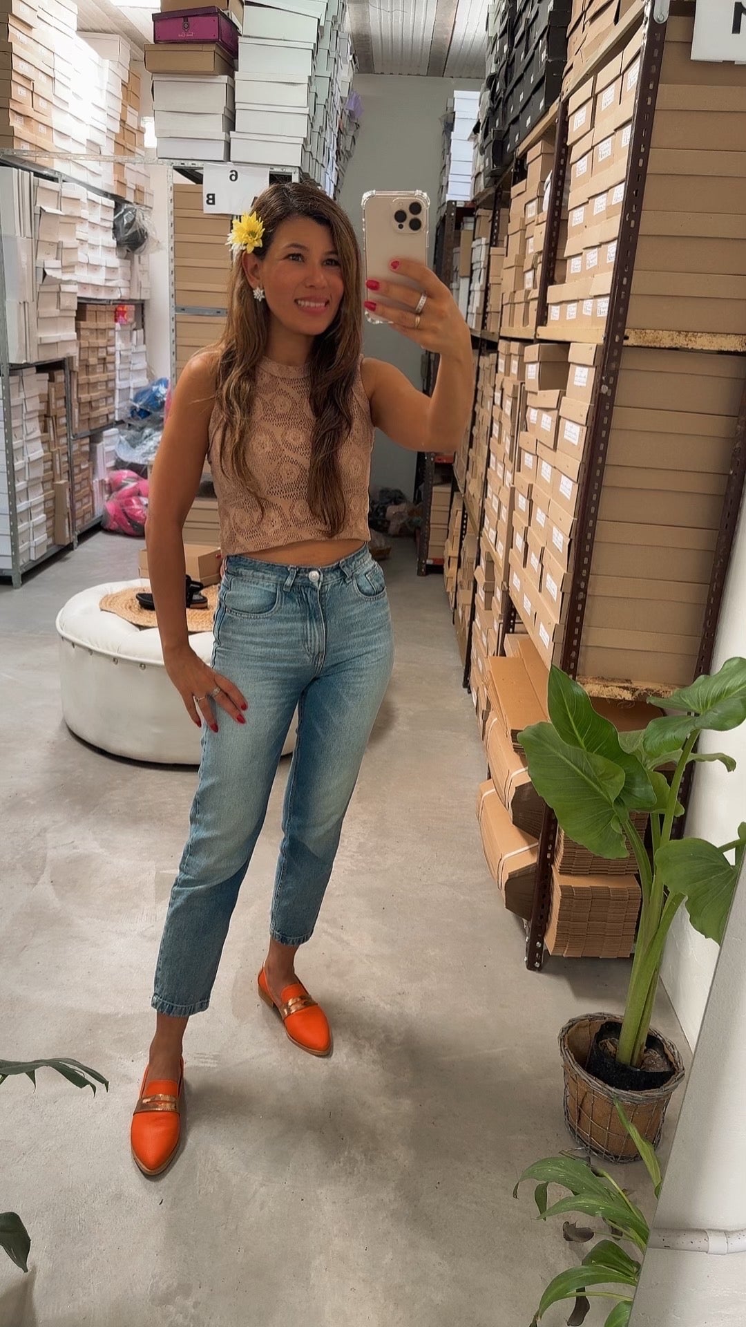 ZAPATOS MOCASINES CHATITAS IORIS NARANJA VINCHA COBRE Y TALONERA