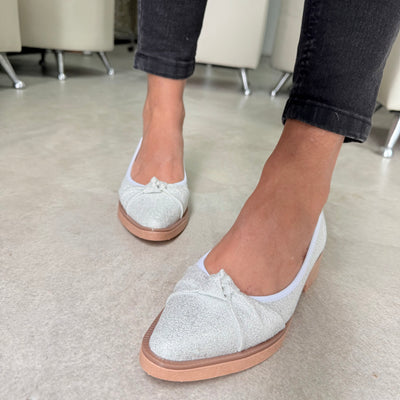 ZAPATO GALA PLATA DALLAS NUDO PLATA DALLAS Y TACO PUNTA FINA