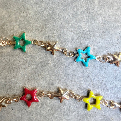 TOBILLERA Y/O PULSERA SIRENA CADENA CON DIJES ESTRELLAS COLORIDAS