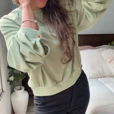 SWEATER AGATHA VERDE MENTA DE Lanilla con botones
