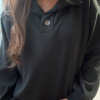 SWEATER SORA NEGRO DE Lanilla con botones