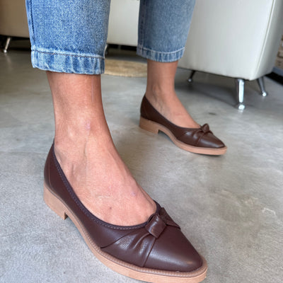 ZAPATO GALA CHOCOLATE NUDO CHOCO Y TACO PUNTA FINA