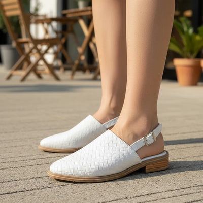 ZUECOS EMA BLANCO TRAMADO Tipo SLIPPERS con PULSERA