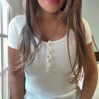 REMERA FRESA NATURAL MANGA CORTA DE ALGODÓN RAYADA Cuello Redondo