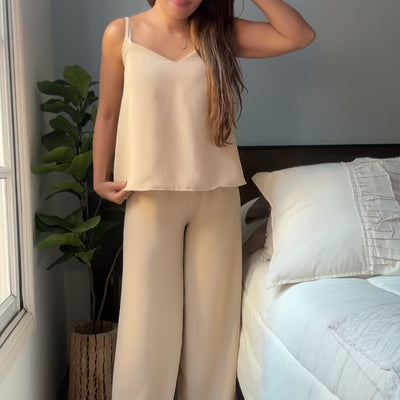 REMERA MUSCULOSA NISSI CREPE BEIGE