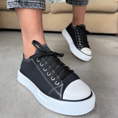 ZAPATILLAS STAR NEGRO ACORDONADAS en LONA