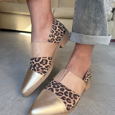 CHATITAS CHINITA combinado TERRA, LEOPARDO y DORADO ESCOTE V PUNTA FINA