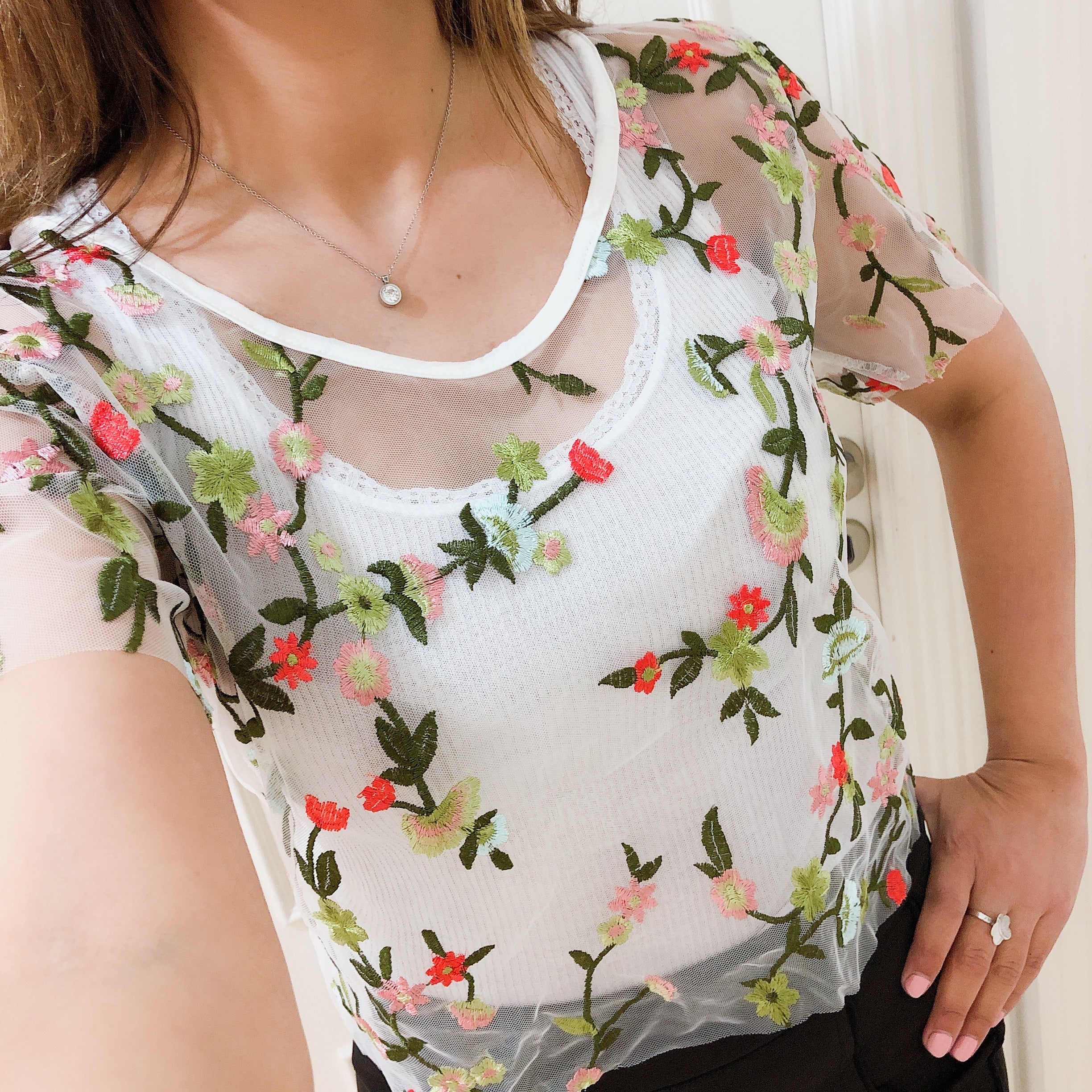 Vestidos Bordados Panchas Bordadas BLUSA TUL BORDADO CUELLO