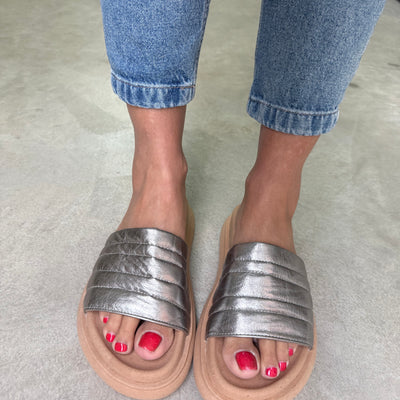 SANDALIAS ROBERTA MUJER FAJA ANCHA con PLATAFORMA (PLATA)