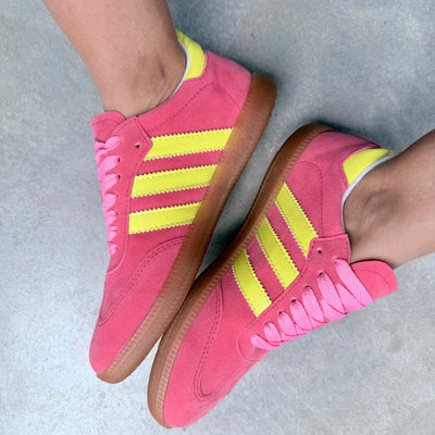 ZAPATILLAS PAMPA FUCSIA 3 TIRAS AMARILLO LIMA ACORDONADA