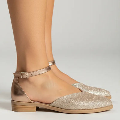 CHATITAS GUILLERMINA NINITA ROSE GOLD RAFIA GLITTER CORTE CORAZÓN PULSERA PUNTA FINA