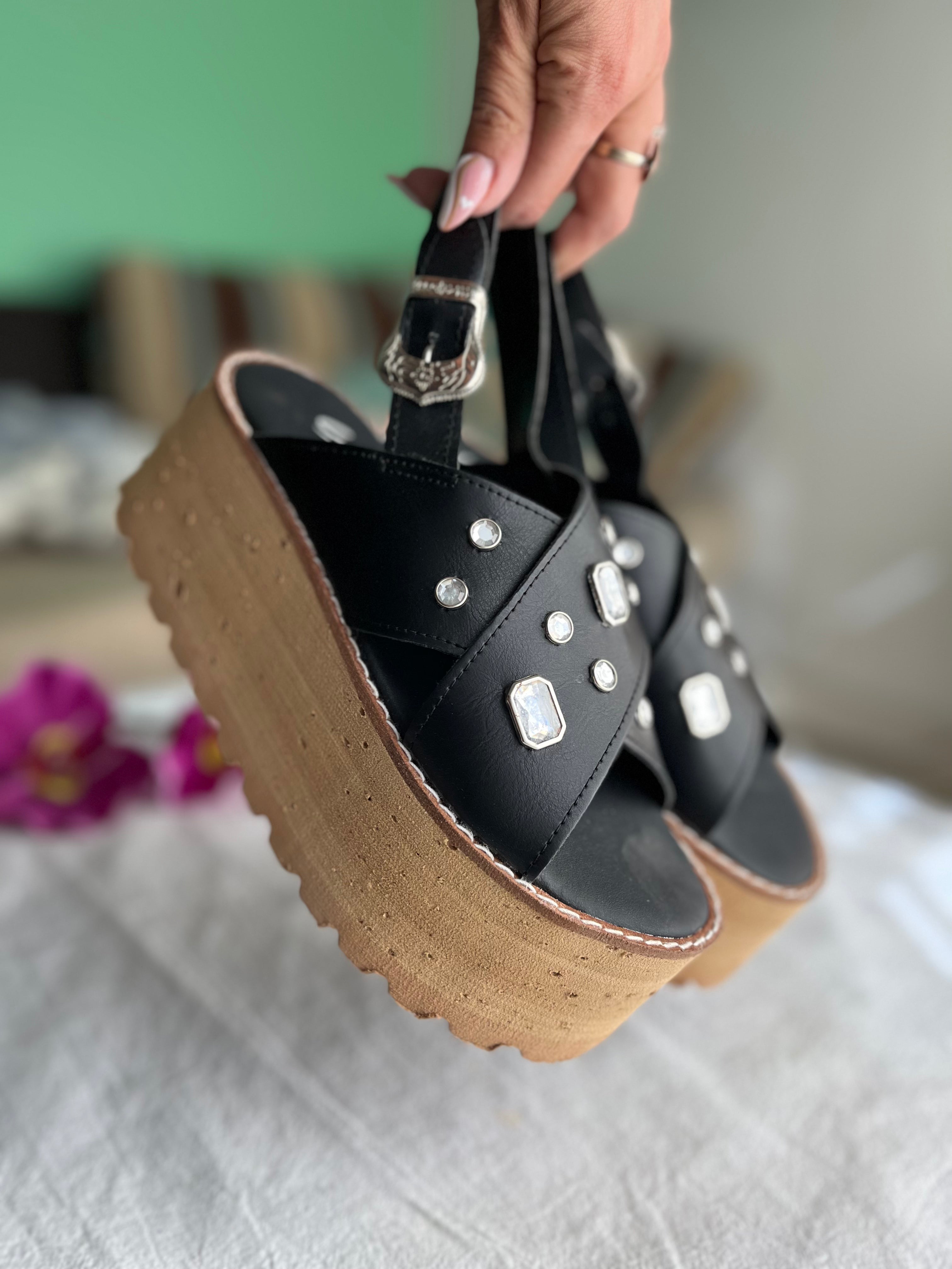 Sandalias de goma con plataforma hot sale