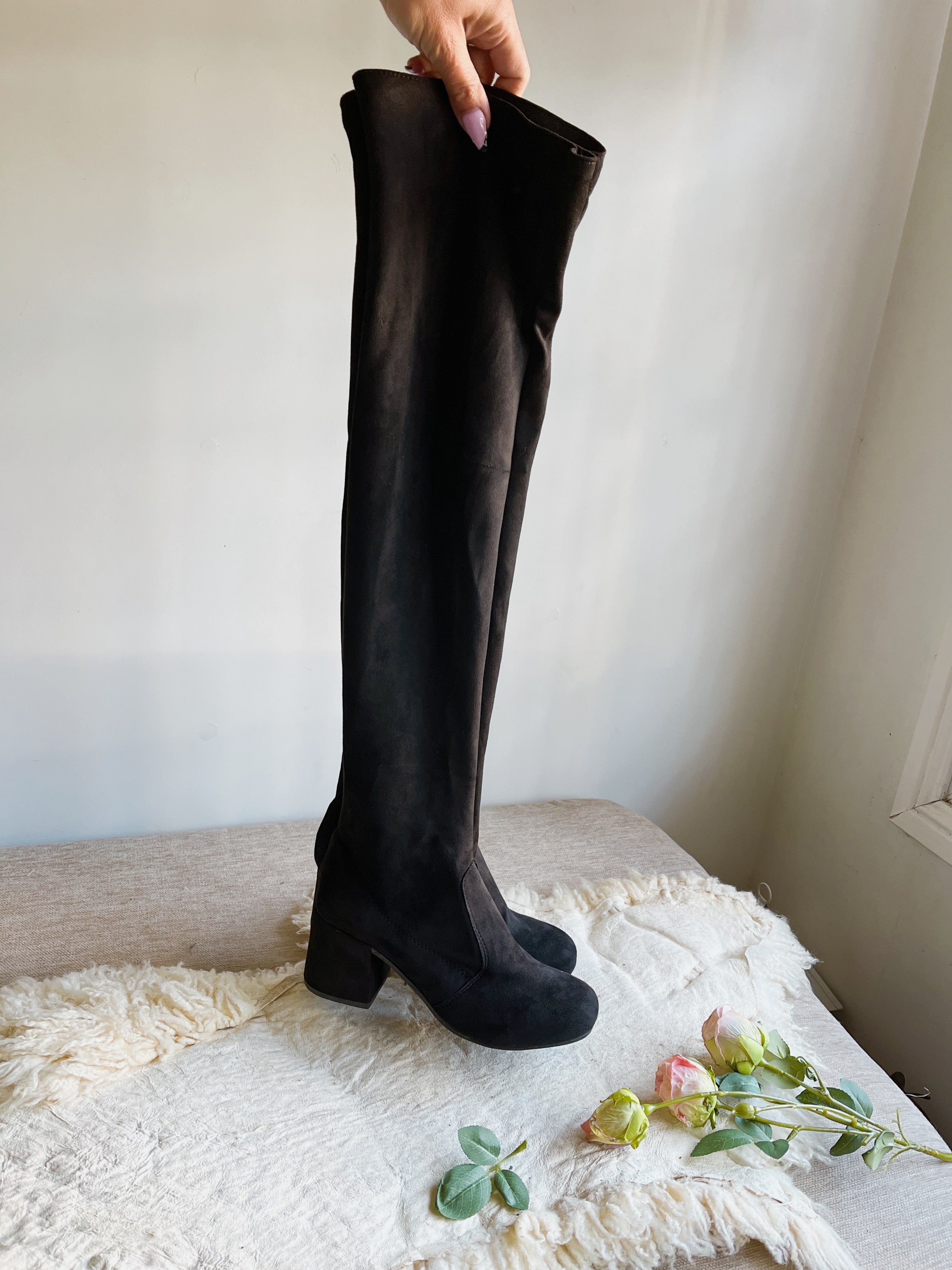 Bota Bucanera Bucaneras Elastizadas Sin Taco Bucaneras Negras De Lycra