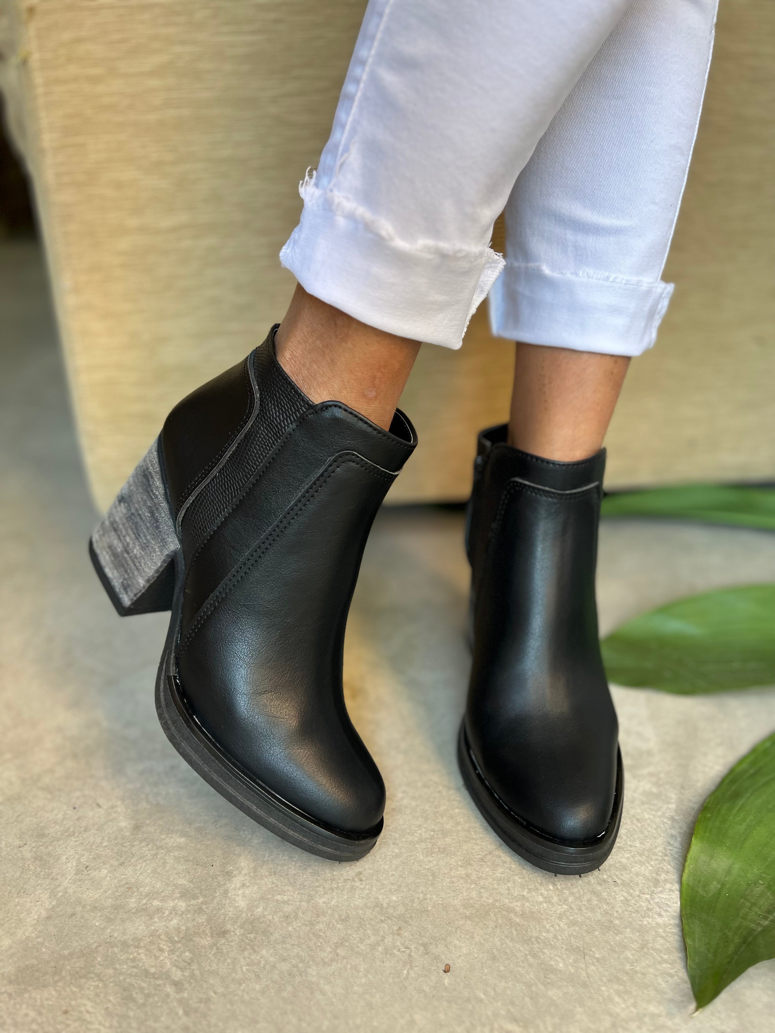 BOTINETA FLORA COMBINADA CON REPTIL con TACO FOL A y CIERRE